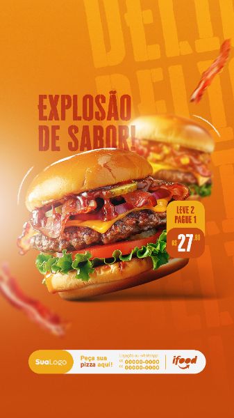 HAMBURGUERIA E PIZZARIA SOCIAL MEDIA POST STORY