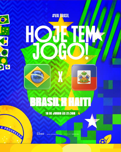 COPA MUNDIAL 2026 BRASIL X HAITI 19 DE JUNHO ÀS 21H PSD EDITÁVEL 2