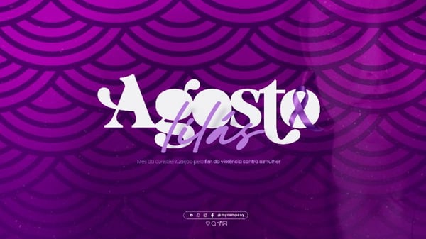 AGOSTO LILÁS CAMPANHA MÊS DA CONSCIENTIZAÇÃO PELO FIM DA VIOLÊNCIA CONTRA A MULHER SOCIAL MEDIA FLYER PSD EDITÁVEL