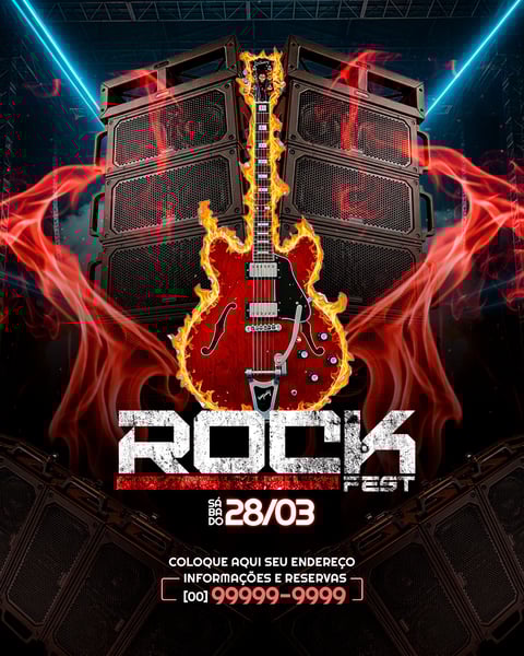 FLYER FEED EVENTO SHOW ROCK SOCIAL MEDIA PSD EDITÁVEL 6