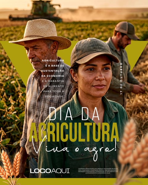 DIA DA AGRICULTURA TRABALHADORES CAMPO COLHEITA SOCIAL MEDIA FLYER PSD EDITÁVEL