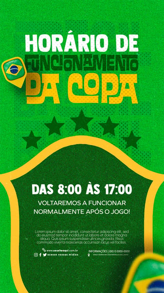 HORÁRIO DE FUNCIONAMENTO DA COPA STORY