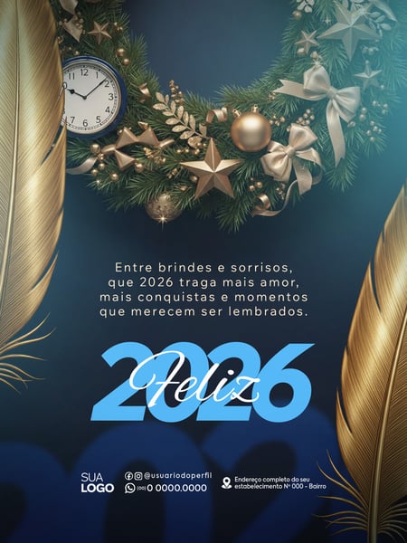 POST FEED FELIZ ANO NOVO 2026 SOCIAL MEDIA PSD EDITÁVEL 12