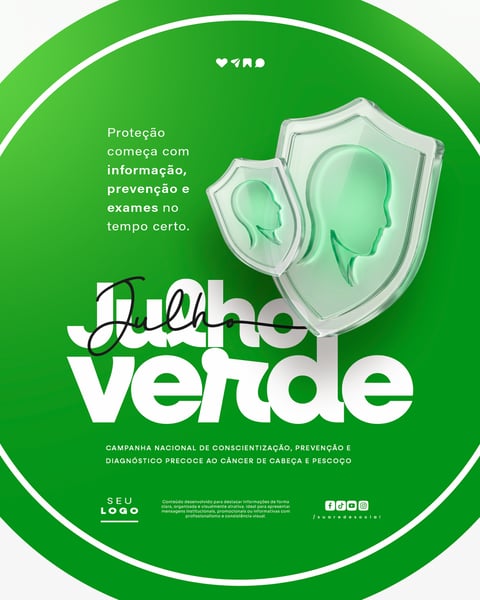 JULHO VERDE CAMPANHA PREVENÇÃO E DIAGNÓSTICO CÂNCER DE CABEÇA E PESCOÇO SOCIAL MEDIA PSD EDITÁVEL 7