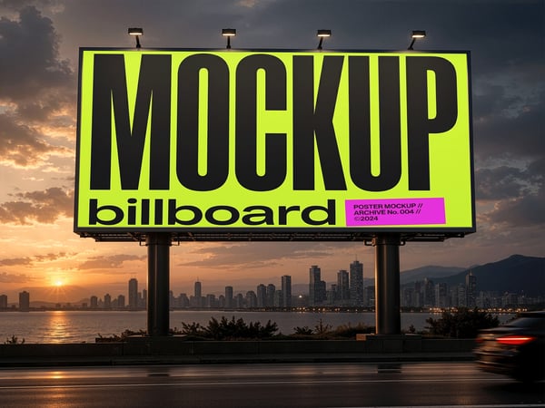 OUTDOOR MOCKUP AO AR LIVRE ESTRADA AO FUNDO