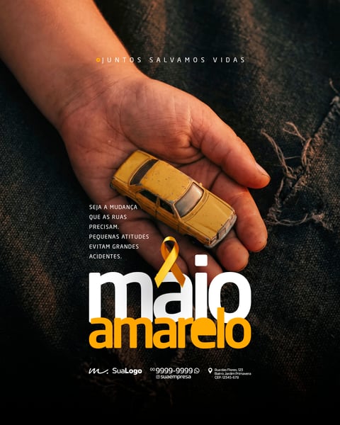 CAMPANHA DE CONSCIENTIZAÇÃO TRÂNSITO MAIO AMARELO SOCIAL MEDIA PSD EDITÁVEL 4