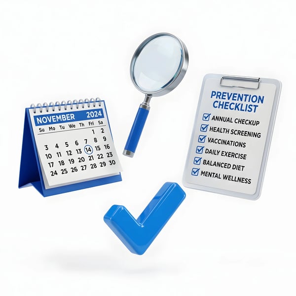 PREVENTIVE HEALTH CALENDAR CHECKLIST MAGNIFIER CHECKMARK