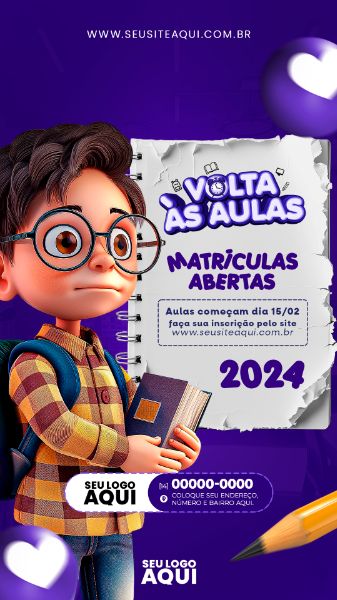 STORY | VOLTA ÀS AULAS | MATRÍCULAS ABERTAS | ESCOLA | PSD EDITÁVEL