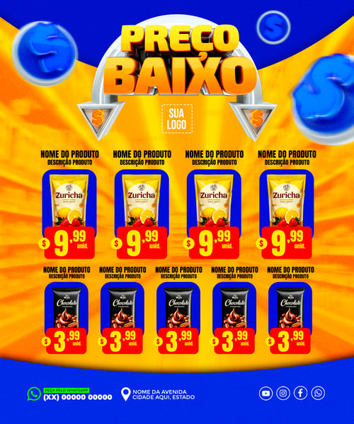 ENCARTE PREÇO BAIXO SUPERMERCADO REDES SOCIAIS