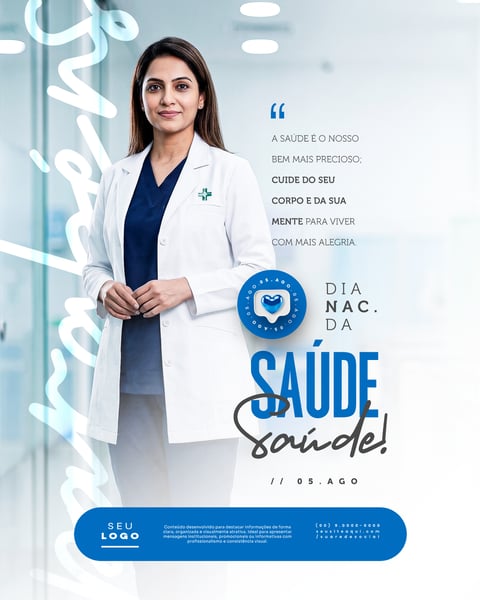 DIA NACIONAL DA SAÚDE 05 DE AGOSTO SOCIAL MEDIA PSD EDITÁVEL