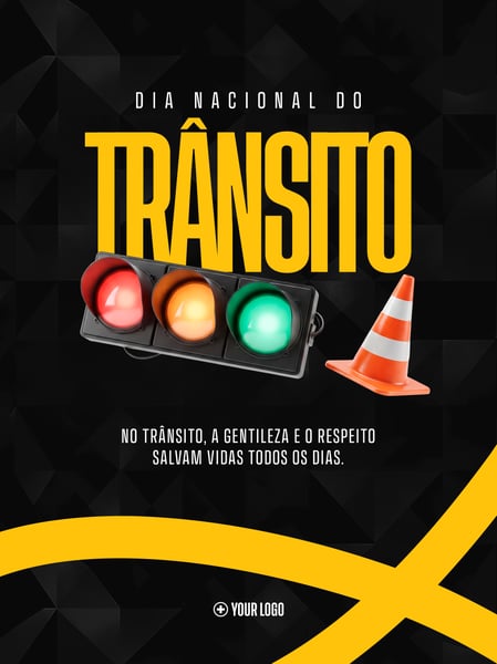 DIA NACIONAL DO TRÂNSITO SEMÁFORO E CONE SOCIAL MEDIA FLYER PSD EDITÁVEL