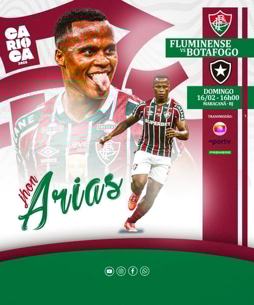 Flyer Esportivo Futebol Carioca Fuminense vs Botafogoo Jhon Arias