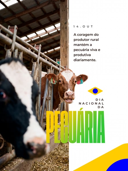 DIA NACIONAL DA PECUÁRIA GADO BOVINO SOCIAL MEDIA FLYER PSD EDITÁVEL
