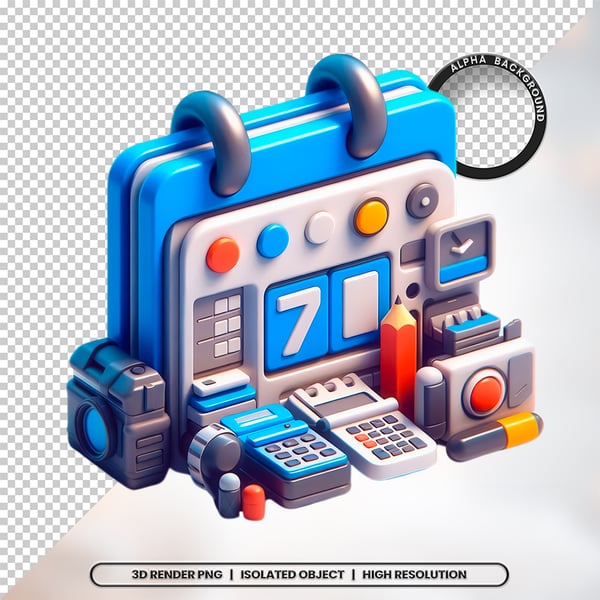 3D RENDER CALENDÁRIO ELEMENTO ÍCONE PSD PNG