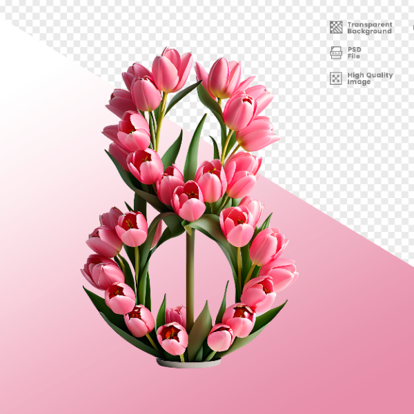 DIA DA MULHER -  ELEMENTO 3D NÚMERO 8 PARA COMPOSIÇÃO