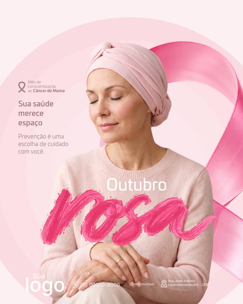 OUTUBRO ROSA CAMPANHA DE CONSCIENTIZAÇÃO E PREVENÇÃO DO CÂNCER DE MAMA PSD EDITÁVEL 7