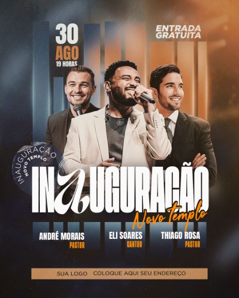 FLYER INAUGURAÇÃO NOVO TEMPLO IGREJA PSD EDITÁVEL
