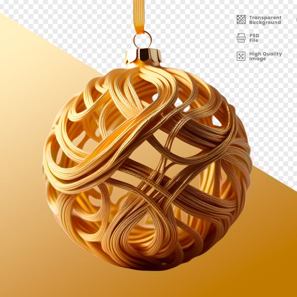 ELEMENTO 3D BOLA DOURADA DECORAÇÃO NATAL ANO NOVO PNG