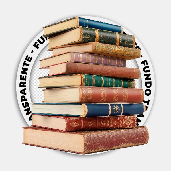 LIVROS EMPILHADOS | BIBLIOTECA | IMAGEM SEM FUNDO