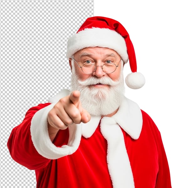 PAPAI NOEL APONTANDO COM O DEDO EM PNG TRANSPARENTE