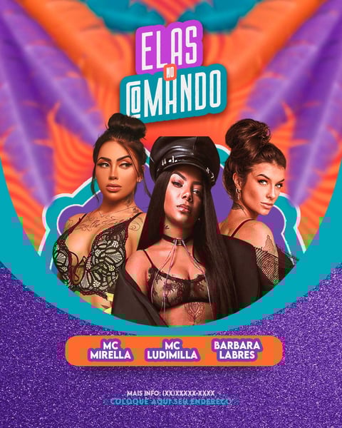 FLYER EVENTO CARNAVAL BLOCO ELAS NO COMANDO FEED