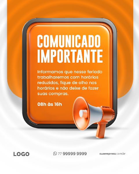 SOCIAL MEDIA PARA AVISOS E COMUNICADOS - LARANJA