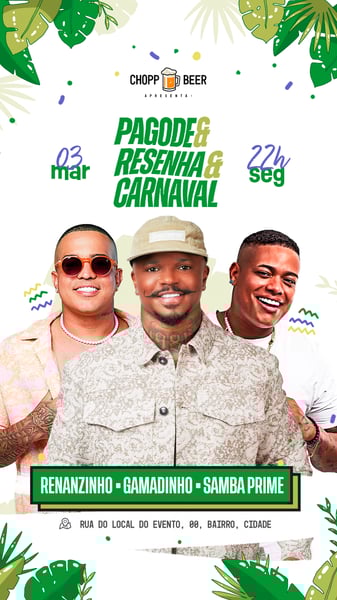 FLYER EVENTO PAGODE RESENHA E CARNAVALL STORY PSD EDITÁVEL