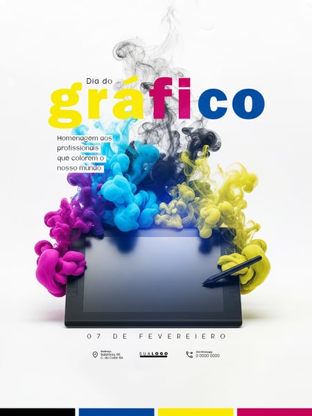 DIA DO GRÁFICO 07 DE FEVEREIRO ORGULHO DESSA PROFISSÃO SOCIAL MEDIA PSD EDITÁVEL