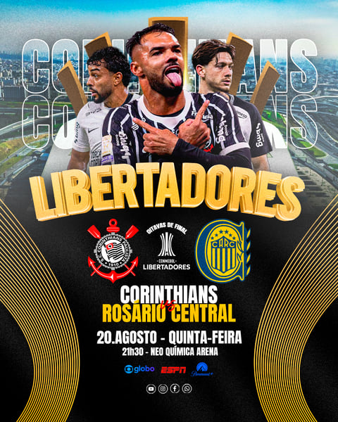 Libertadores Corinthians x Rosario Central Oitavas de Final PSD Editável