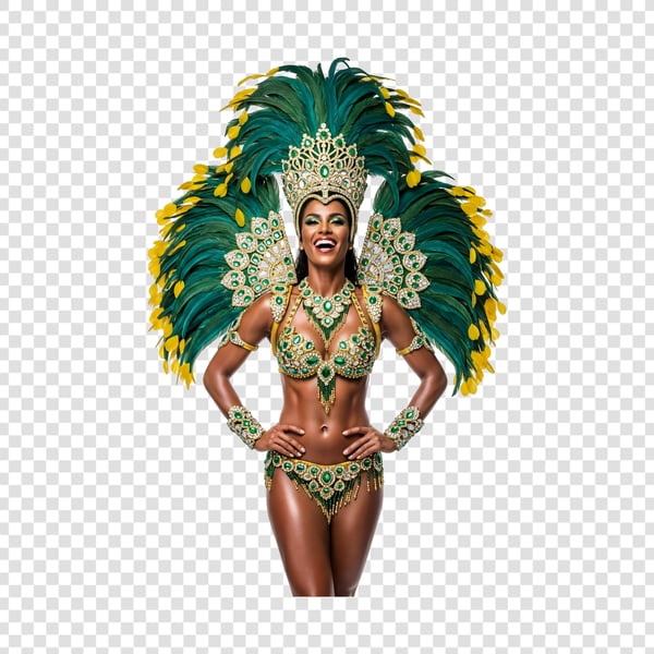 MULHER NEGRA BONITA COM FANTASIA DO CARNAVAL VERDE 5