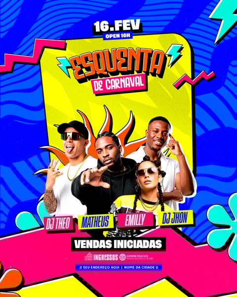 Flyer Artistas e Eventos Bloco de Carnaval 2026 PSD Editável