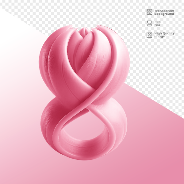 DIA DA MULHER -  ELEMENTO 3D NÚMERO 8 PARA COMPOSIÇÃO