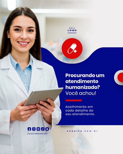 Farmácia Descontos Manipulados exames curativos social media editável