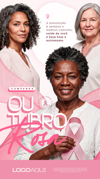 OUTUBRO ROSA AUTOEXAME E PREVENÇÃO SOCIAL MEDIA FLYER PSD EDITÁVEL STORY