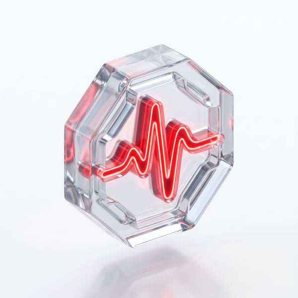 ÍCONE 3D RENDER PULSÇÃO DE BIOFEEDBACK TRANSLÚCIDO EM VIDRO CRISTALINO 3 5K
