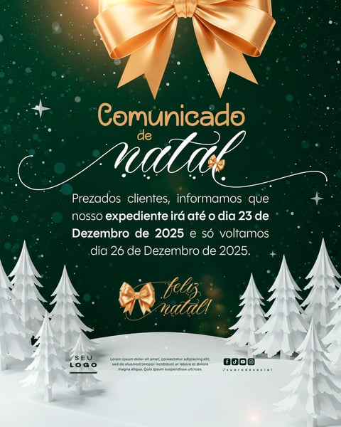 COMUNICADO DE NATAL AVISO ANÚNCIO RECESSO FERIADO SOCIAL MEDIA PSD EDITÁVEL 3
