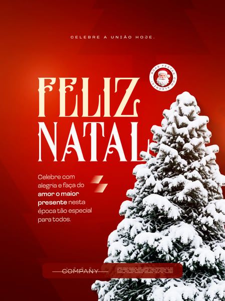 FELIZ NATAL PINHEIRO COM NEVE SOCIAL MEDIA FLYER PSD EDITÁVEL