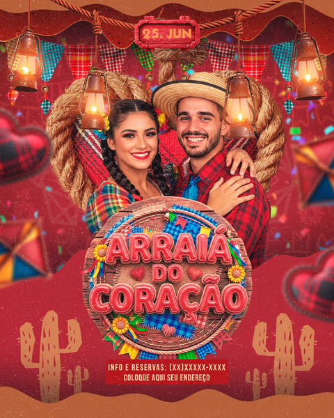 FLYERS PARA EVENTOS ARRAIÁ DO CORAÇÃO FEED
