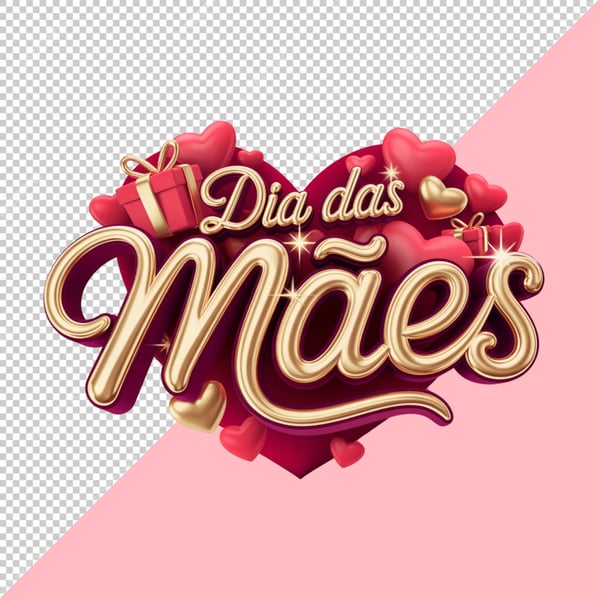 SELOS 3D DIA DAS MÃES PNG SEM FUNDO