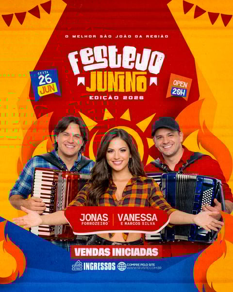 Flyer São João 2026 Festa Junina PSD Editável