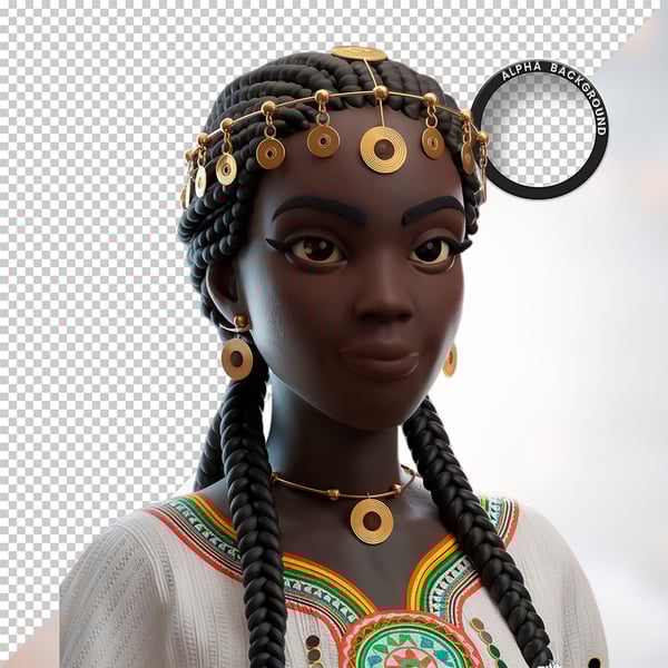 MULHER NEGRA AFRO ELEMENTO PSD PNG