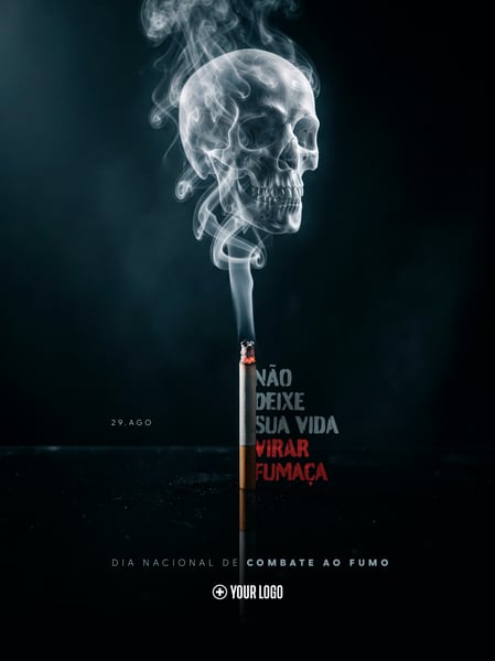 COMBATE AO FUMO E SAÚDE PULMONAR SOCIAL MEDIA FLYER PSD EDITÁVEL