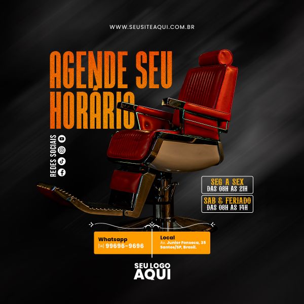 BARBEARIA, BARBEIRO, CABELELEIRO - SOCIAL MEDIA - PSD EDITÁVEL