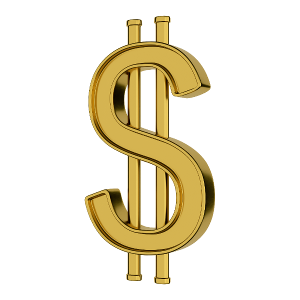 CIFRAO DINHEIRO DOURADO 3D