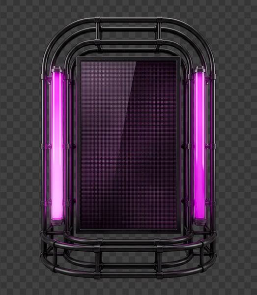 PLACA METÁLICA COM BASTÃO DE NEON LUZ DE PALCO EM PNG