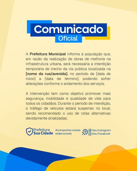 COMUNICADO OFICIAL PREFEITURA SOCIAL MEDIA