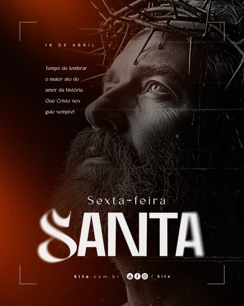 Sexta Feira Santa 18 de abril Páscoa Cristã data comemorativa social media editavel