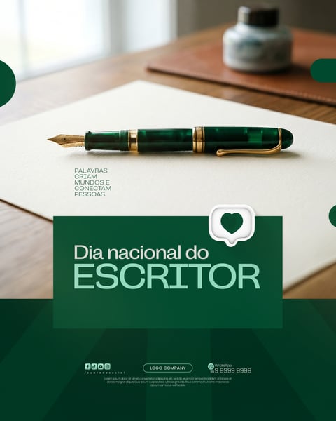 DIA DO ESCRITOR HOMENAGEM LITERATURA ARTE PARA REDES SOCIAIS SOCIAL MEDIA PSD EDITÁVEL 3