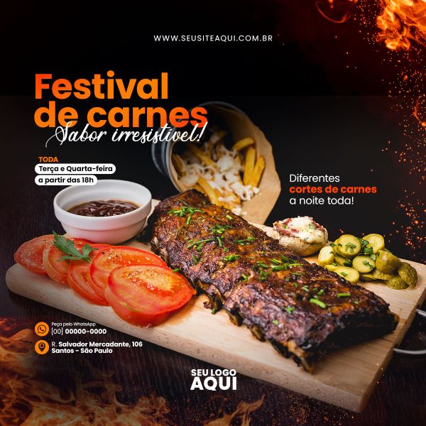 FEED QUADRADO - AÇOUGUE | CARNE | CHURRASCO | SOCIAL MEDIA | PSD EDITÁVEL