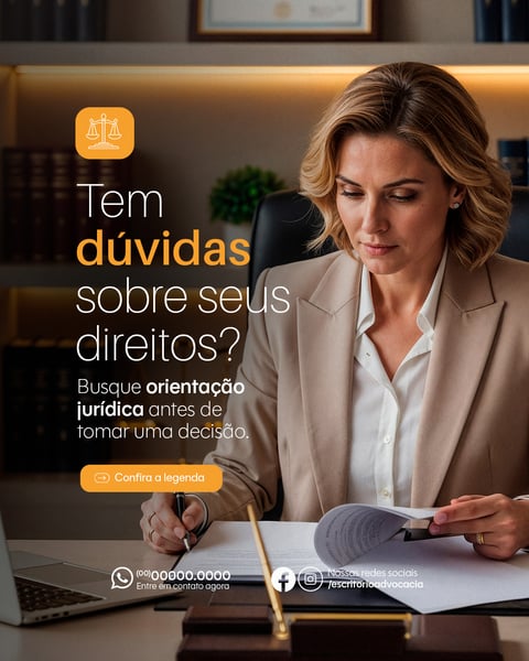 ESCRITÓRIO DE ADVOCACIA DIREITO PREVIDENCIÁRIO TEM DÚVIDAS SOCIAL PSD EDITÁVEL